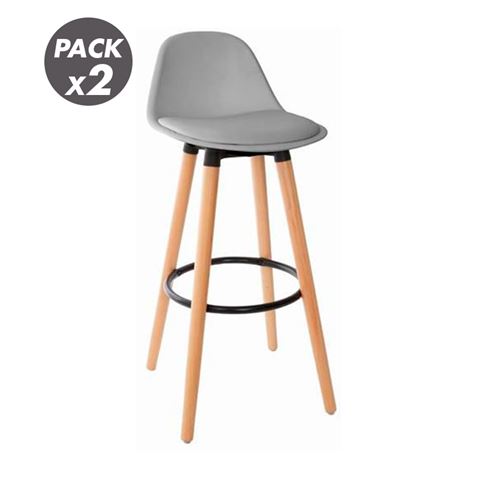 PACK 2 TABURETES ACOLCHADOS CON RESPOSAPIÉS GRISES MUVIP - MV0689
