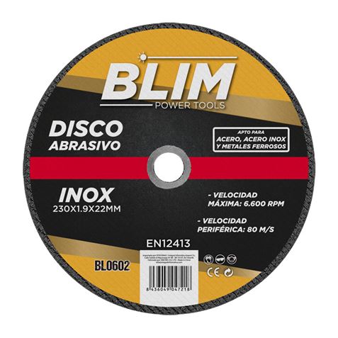 DISCO ABRASIVO INOX 230X1.9X22MM BLIM