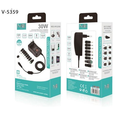 CARGADOR UNIVERSAL PARA DISPOSITIVOS ELECTRONICOS 3-12V 30W M2 - V-5359