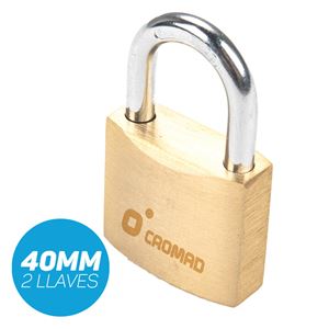 CANDADO DE LATÓN 40MM 2 LLAVES CROMAD - CR1247