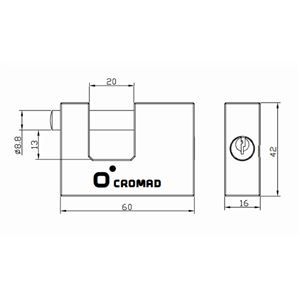 CANDADO ANTIPALANCA 60MM 2 LLAVES CROMAD - CR1242-4