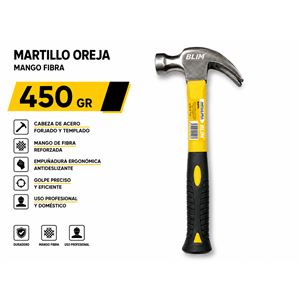 MARTILLO OREJA MANGO FIBRA 450GR BLIM