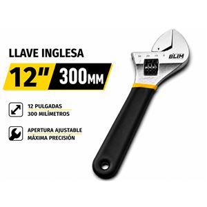 LLAVE INGLESA 12" 300MM CON MANGO RECUBIERTO BLIM