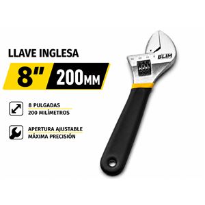 LLAVE INGLESA 8" 200MM CON MANGO RECUBIERTO BLIM