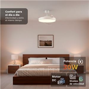 VENTILADOR DE TECHO 42" LED BLANCO 30W ASPAS RETRACTILES GRUNKEL - SKYWHITE42-2
