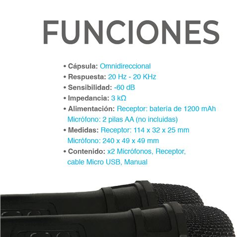 PACK 2 MICROFONOS INALAMBRICOS MICONE BIWOND - BW0046-2