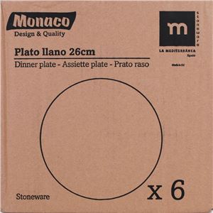 SET 6 PLATOS LLANOS 26CM MONACO IVORY LA MEDITERRANEA - B26100-1