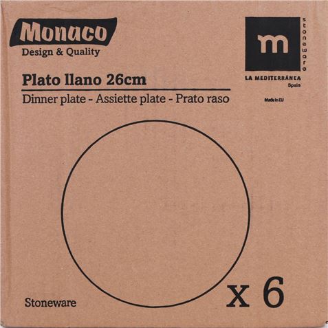 SET 6 PLATOS LLANOS 26CM MONACO IVORY LA MEDITERRANEA - B26100-1