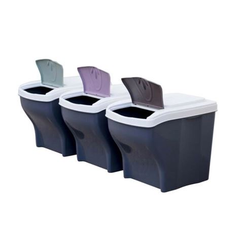 SET DE 3 CUBOS DE BASURA POKER TRIS 20 LITROS 28X40X31CM BAMA - BA-40305A-1