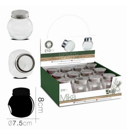 TARRO VIDRIO 2 POSICIONES 210ML TAPA ROSCA - 15338
