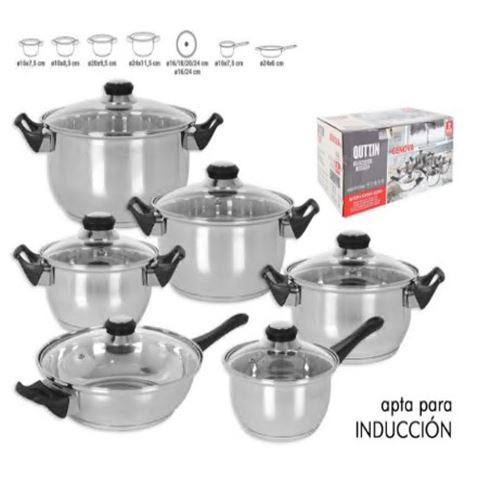 BATERIA DE COCINA 6 PIEZAS INDUCCION GENOVA QUTTIN - QT-4910212INE
