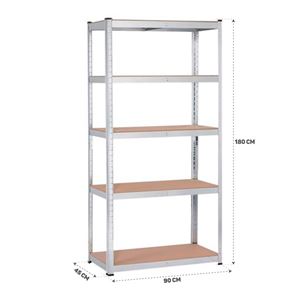 ESTANTERIA GALVANIZADA 5 BALDAS 180X90X45CM 265KG BALDA BLIM - BL0289-5
