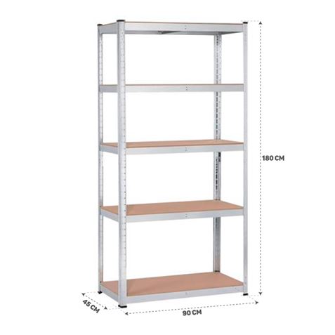 ESTANTERIA GALVANIZADA 5 BALDAS 180X90X45CM 265KG BALDA BLIM - BL0289-5