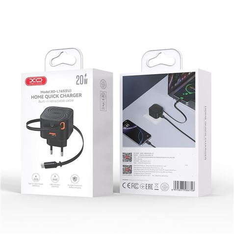 CARGADOR TIPO C CARGA RAPIDA 20W RETRACTIL L165 XO