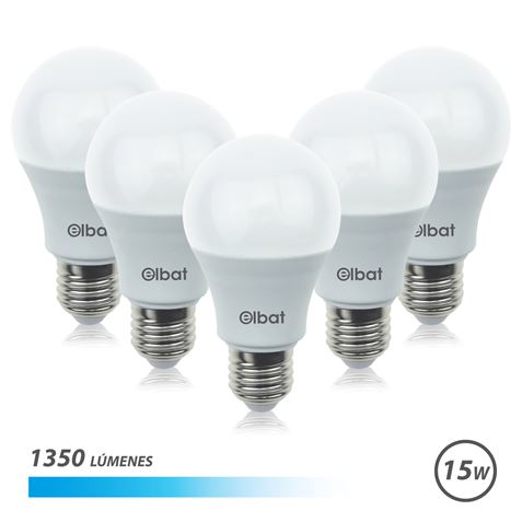REAC PACK 4 BOMBILLAS LED A60 | 15W | 1350LM | E27 | LUZ FRIA | ELBAT - EB0347