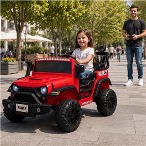 COCHE INFANTIL A BATERIA CON CONTROL REMOTO JEEP 4X4 ROJO - 33052-5