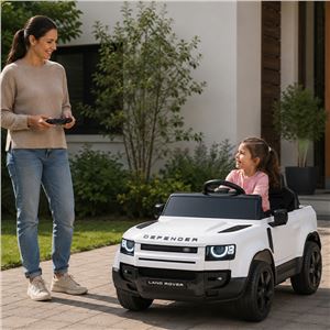 COCHE INFANTIL A BATERIA CON CONTROL REMOTO LAND ROVER DEFENDER BLANCO - 33026-8