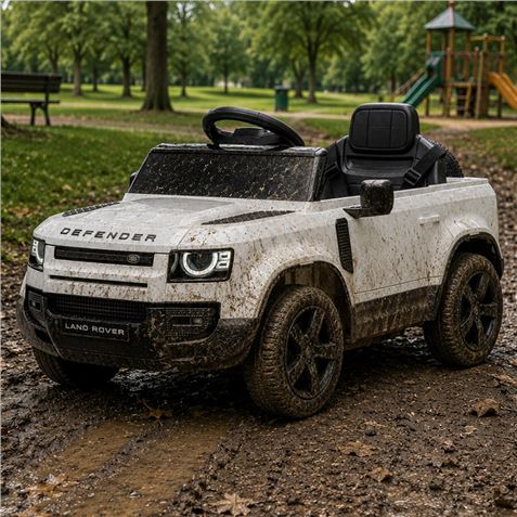COCHE INFANTIL A BATERIA CON CONTROL REMOTO LAND ROVER DEFENDER BLANCO - 33026-9