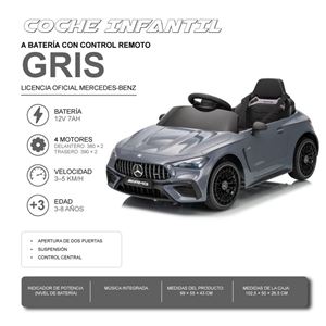 COCHE INFANTIL A BATERIA CON CONTROL REMOTO MERCEDES BENZ CLE53 AMG GRIS - 33027