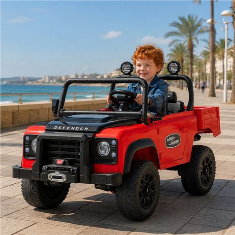 COCHE INFANTIL A BATERIA CONTROL REMOTO LAND ROVER DEFENDER CLASSIC ROJO - 33030-5