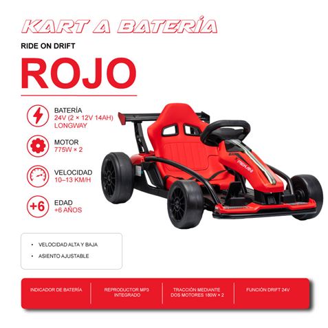 KART A BATERIA RIDE ON DRIFT ROJO - 33032