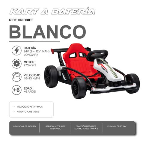 KART A BATERIA RIDE ON DRIFT BLANCO - 33033