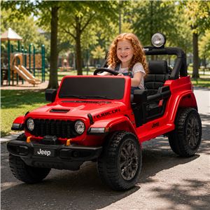 COCHE INFANTIL A BATERIA CON CONTROL REMOTO JEEP WRANGLER RUBICON ROJO - 33036-5