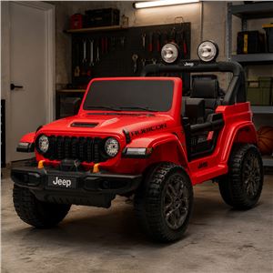 COCHE INFANTIL A BATERIA CON CONTROL REMOTO JEEP WRANGLER RUBICON ROJO - 33036-6