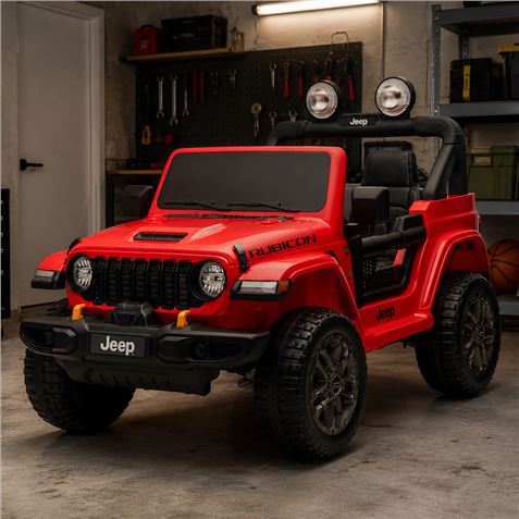 COCHE INFANTIL A BATERIA CON CONTROL REMOTO JEEP WRANGLER RUBICON ROJO - 33036-6