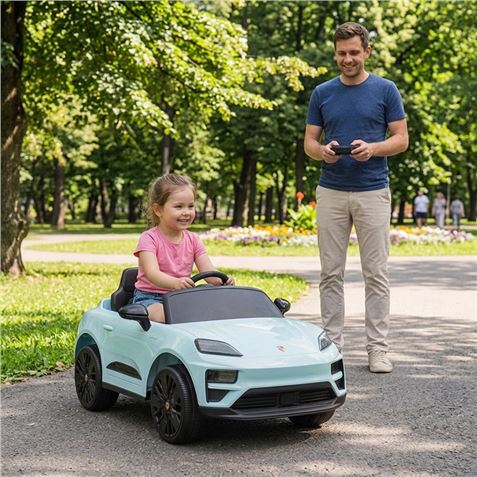 COCHE INFANTIL A BATERIA CON CONTROL REMOTO PORSCHE MACAN CELESTE - 33038-6