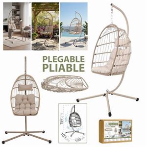 BALANCIN PLEGABLE BEIGE 103X103X197CM - 00022-1.