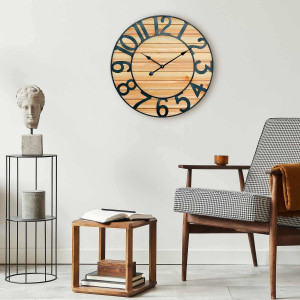 RELOJ PARED VINTAGE NEGRO/MADERA...