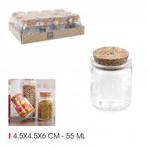 TARRO VIDRIO CON TAPON CORCHO 55ML LA...