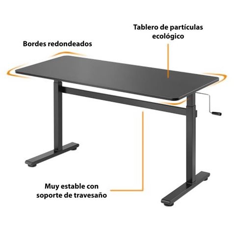 MESA DE ESCRITORIO CON REGULADOR DE ALTURA MANUAL 140X60CM CROMAD - CR1061-1 MESA DE ESCRITORIO CON REGULADOR DE ALTURA MANUAL 140X60CM CROMAD - CR1061-1