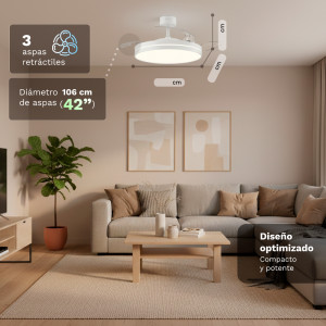 VENTILADOR DE TECHO 42" LED BLANCO...