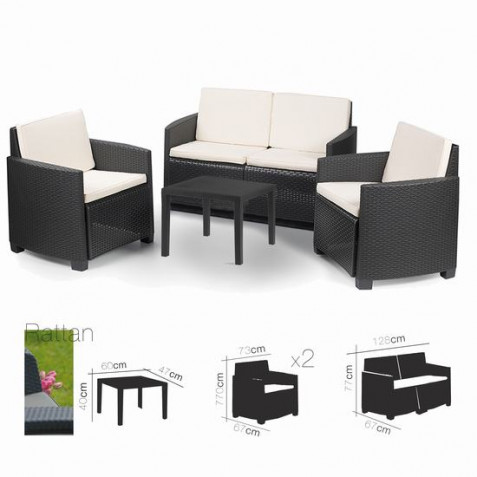 SET DE JARDIN 4 PLAZAS + MESA CENTRO...