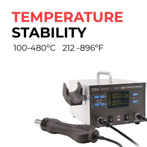 ESTACION DE SOLDADURA Y PISTOLA DE AIRE CALIENTE 700W (2 EN 2) BAKU-8701D - 53919-1