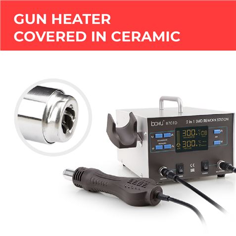 ESTACION DE SOLDADURA Y PISTOLA DE AIRE CALIENTE 700W (2 EN 2) BAKU-8701D - 53919-2