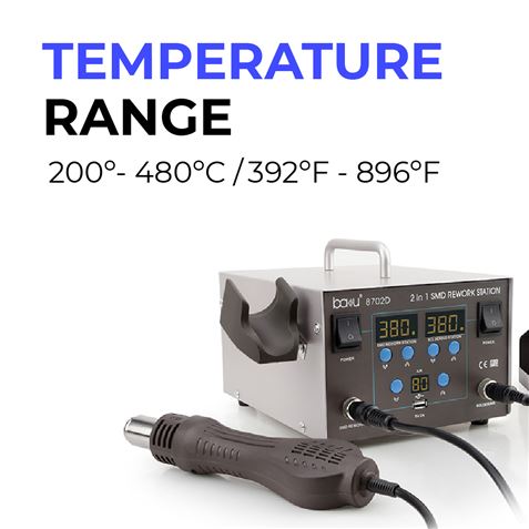 ESTACION DE SOLDADURA Y PISTOLA DE AIRE CALIENTE 700W (2 EN 1) BAKU-8702D - 53920-1