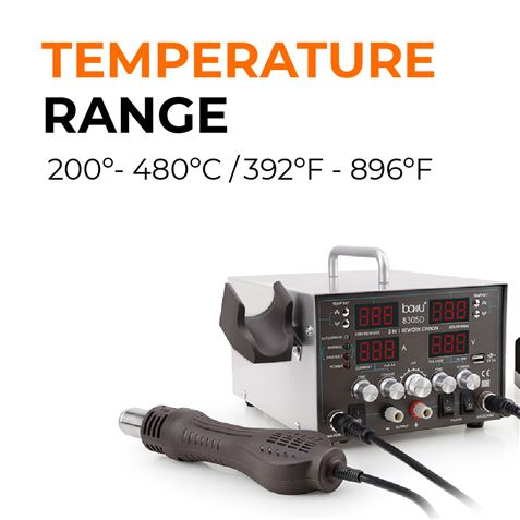 ESTACION DE SOLDADURA Y PISTOLA DE AIRE CALIENTE 900W (3 EN 1) BAKU-8305D - 53921-1