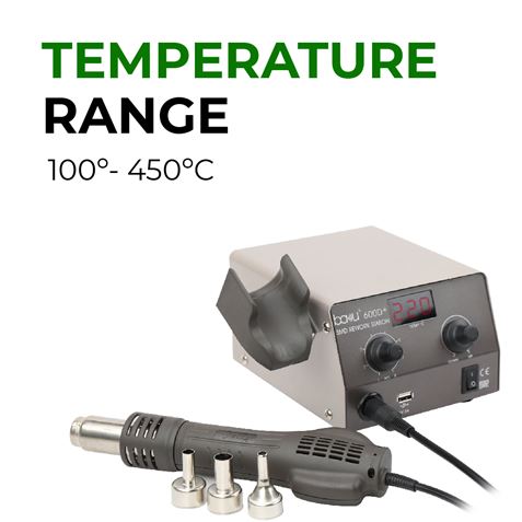 ESTACION DE TRABAJO CON PISTOLA DE AIRE CALIENTE 400W BAKU-600D+ - 53926-1