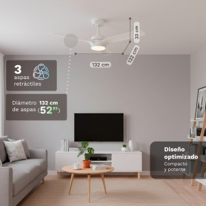 VENTILADOR DE TECHO 30W 52" CON LED Y...