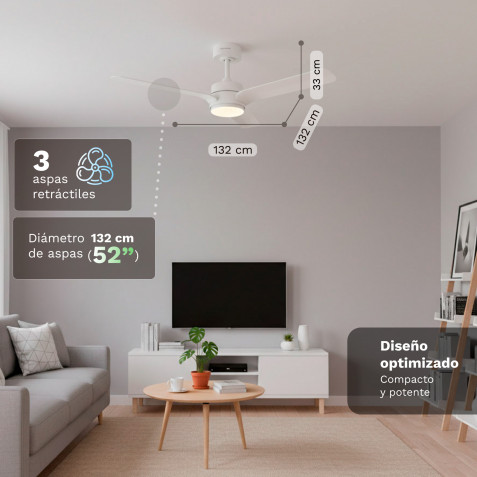 VENTILADOR DE TECHO 30W 52" CON LED Y...