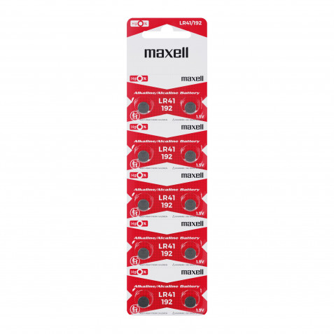 PACK 10 PILAS BOTON LR41/192 1.5V MAXELL