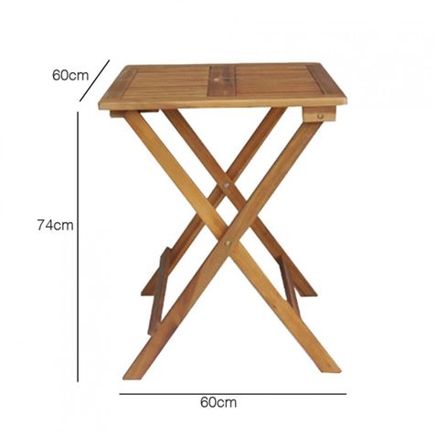 CONJUNTO DE JARDIN PLEGABLE MESA CUADRADA Y 2 SILLAS ECO MADERA DE ACACIA - 75798-1