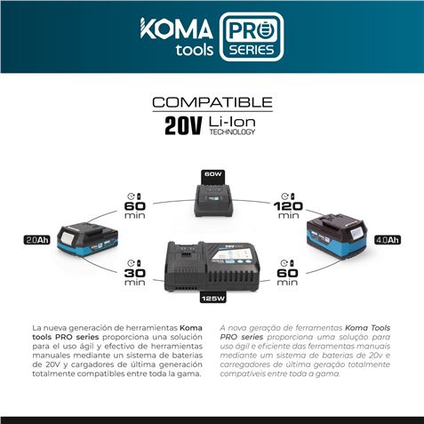 BATERIA LITIO 20V 4.0AH KOMA TOOLS PRO SERIES - 08771_1 BATERIA LITIO 20V 4.0AH KOMA TOOLS PRO SERIES - 08771_1