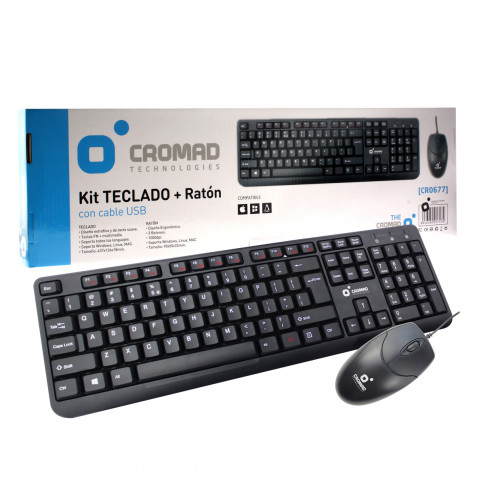 KIT TECLADO + RATÓN CON CABLE USB CROMAD