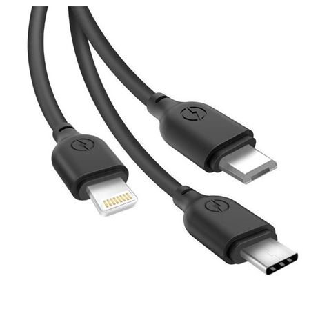 CABLE NB103 CARGA RAPIDA 3 EN 1 | MICRO + TIPO C + LIGHTNING A USB | NEGRO - XONB103BK-1