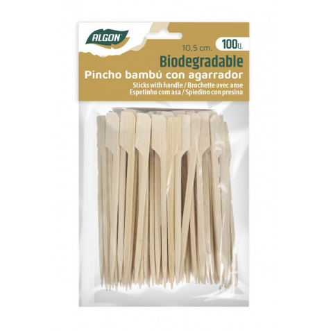 PACK 100 PINCHOS BAMBU CON AGARRADOR...
