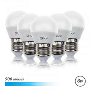 PACK 5 BOMBILLAS LED G45 | 6W | 500LM...